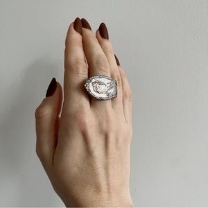 Vintage silver spoon Anita Stewart February floral handmade ring